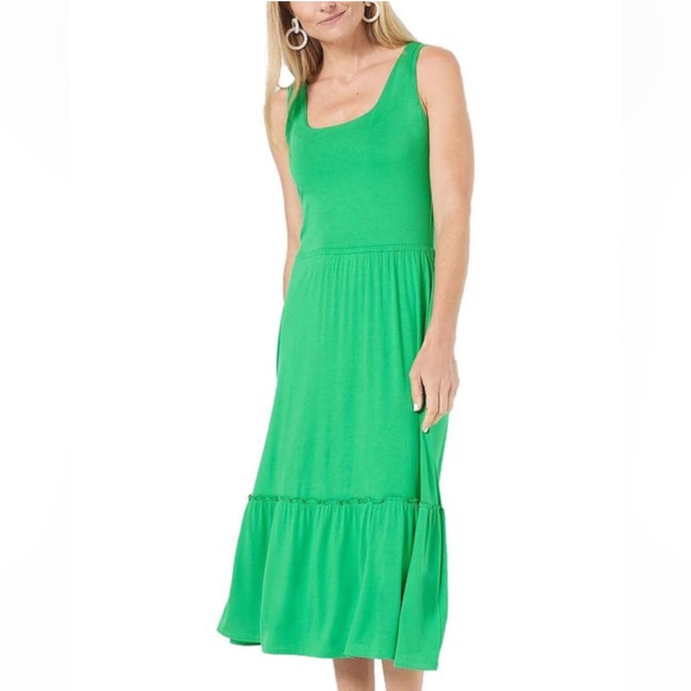 Jason Wu Midi Sun Dress Sleeveless Scoop Neck Smocked Back